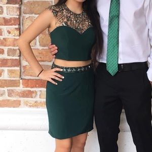 Couture emerald green bedazzled homecoming dress!